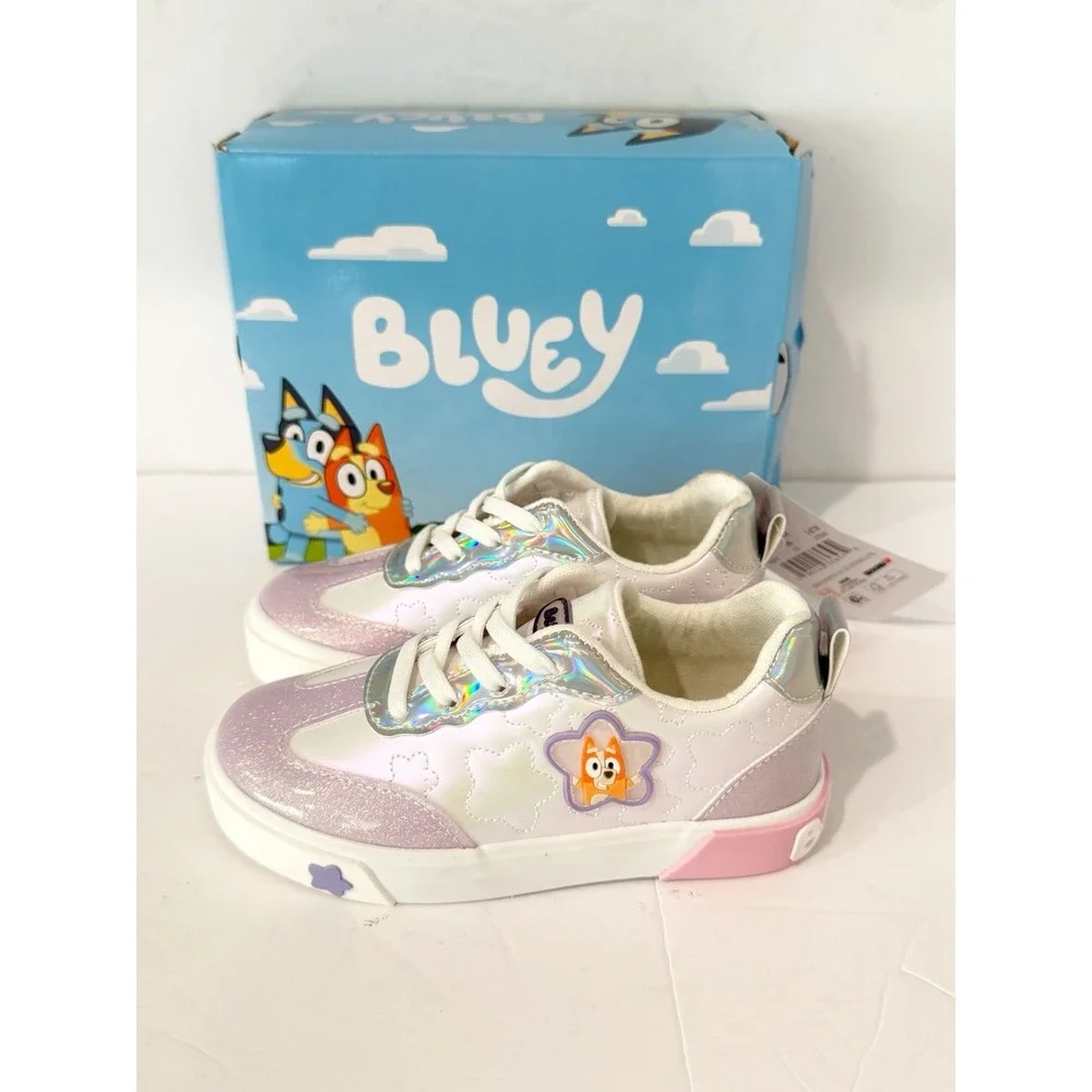 Bluey Toddler Shoes 10 Sneakers Girls Size Purple Shimmer Disney School Slip On